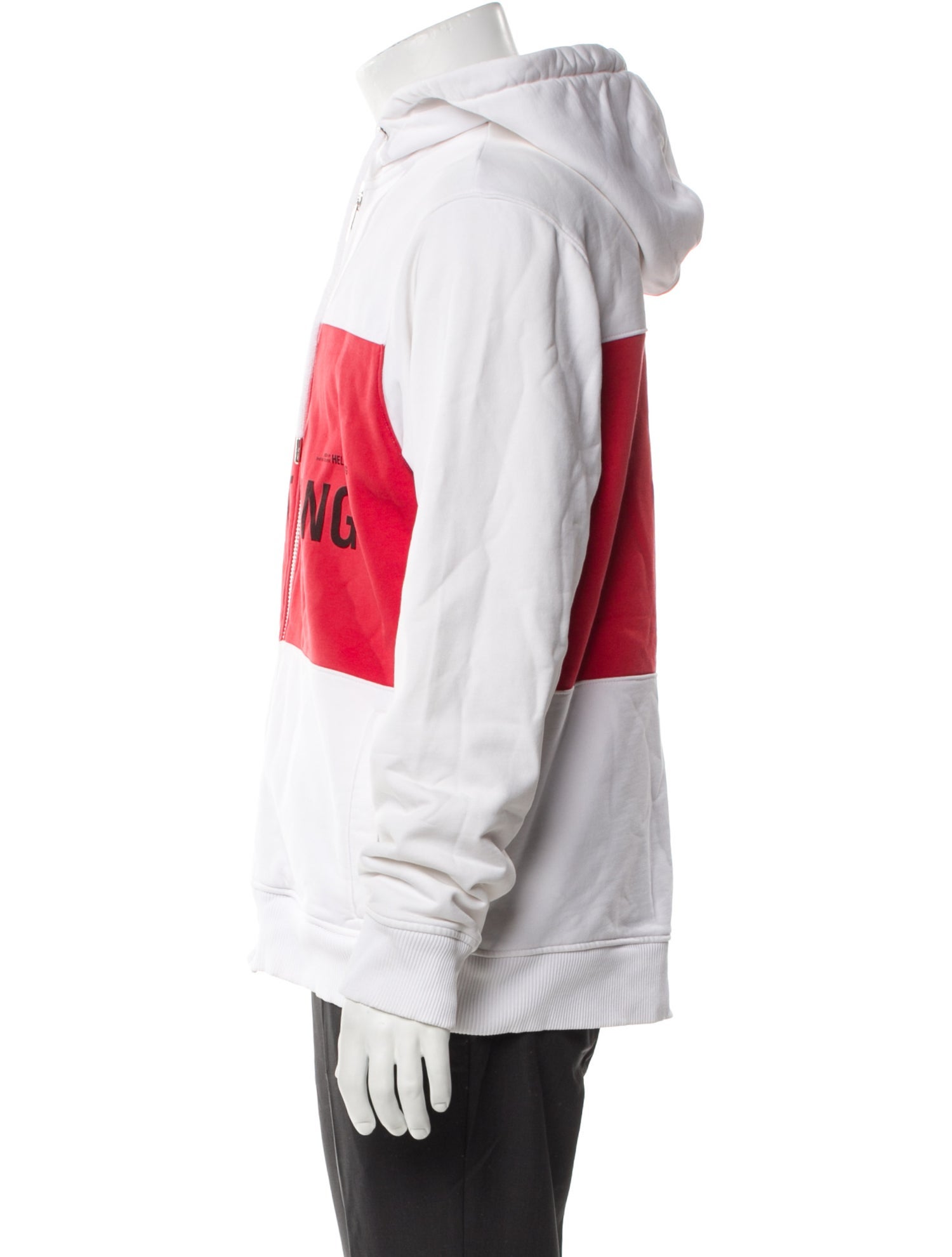 Helmut Lang Colorblock Pattern Crew Neck Hoodie